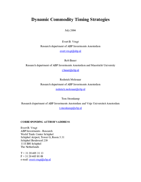 (PDF) Dynamic Commodity Timing Strategies