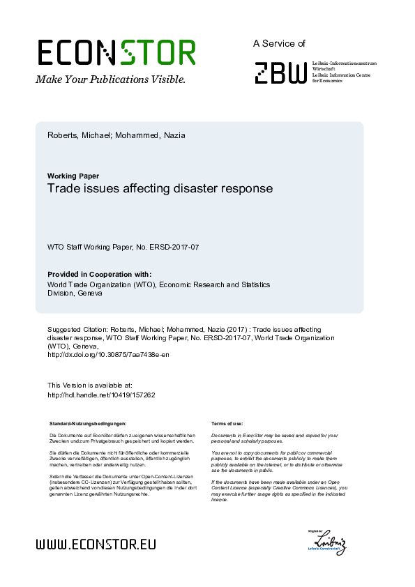 (PDF) Policy Issues in Disaster Preparedness and Response