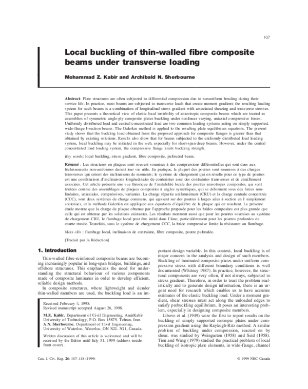 (PDF) Local buckling of thin-walled fibre composite beams under ...