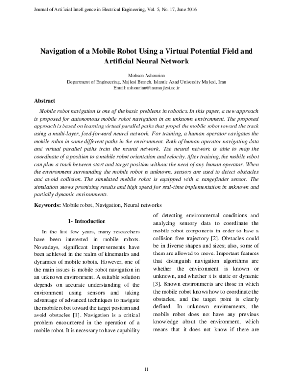 (PDF) Navigation of a Mobile Robot Using a Virtual Potential Field and ...