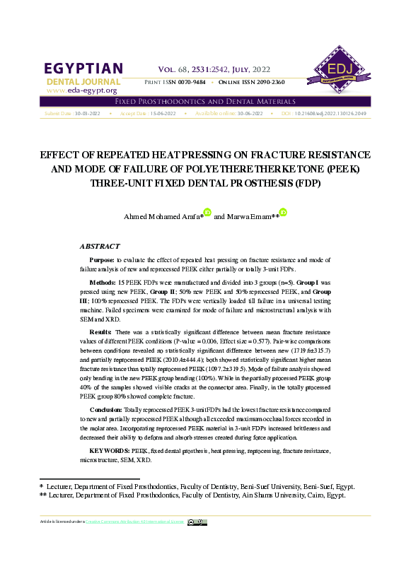 (PDF) EFFECT OF REPEATED HEAT PRESSING ON FRACTURE RESISTANCE AND MODE ...