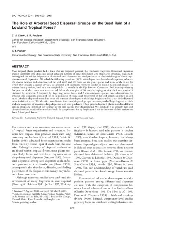 (PDF) The Role of Arboreal Seed Dispersal Groups on the Seed Rain of a ...
