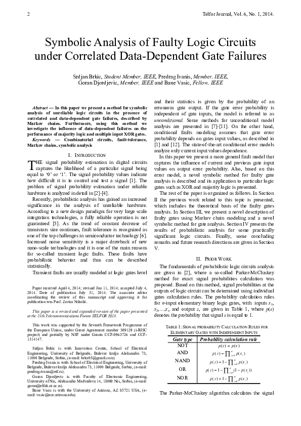 (PDF) Symbolic analysis of faulty logic circuits under correlated data ...