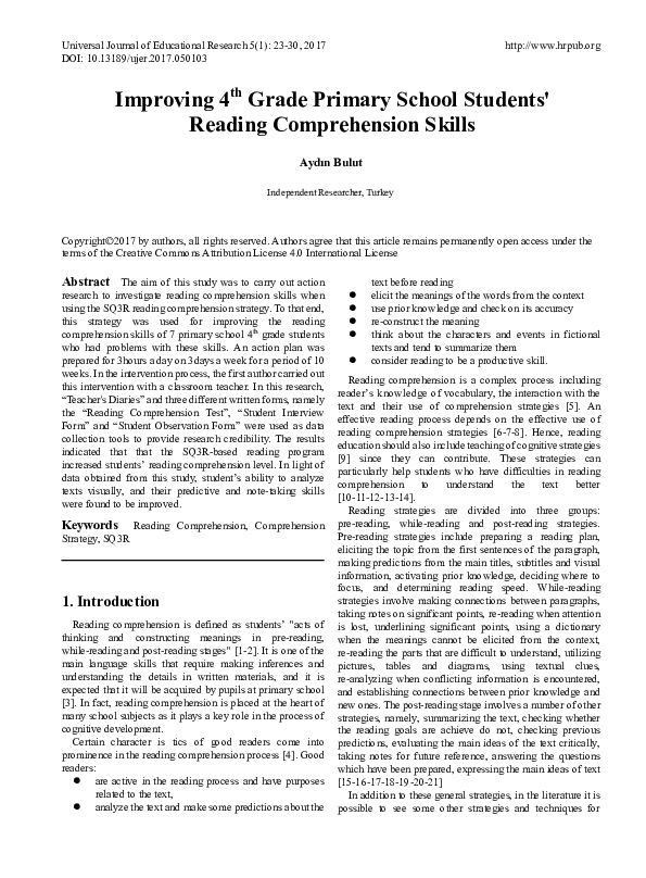  pdf improving 4th grade primary school students reading
