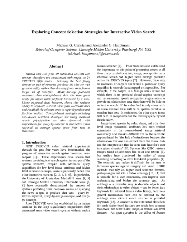 (PDF) Exploring Concept Selection Strategies for Interactive Video Search