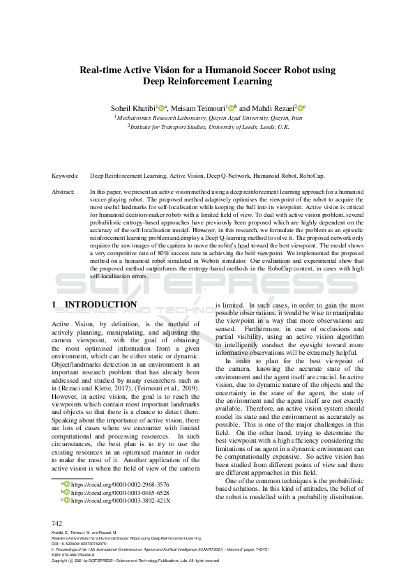 (PDF) Real-time Active Vision for a Humanoid Soccer Robot using Deep ...