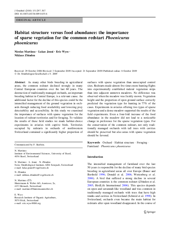 (PDF) Habitat structure versus food abundance: the importance of sparse ...