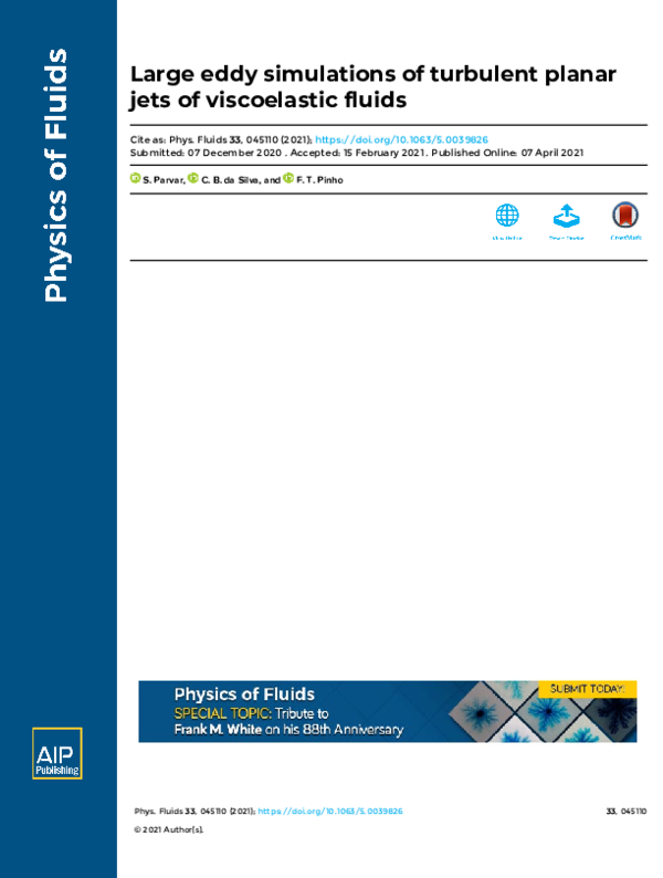 (PDF) Large eddy simulations of turbulent planar jets of viscoelastic ...