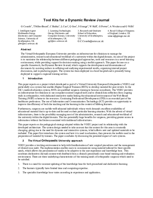 (PDF) Tool Kits for a Dynamic Review Journal