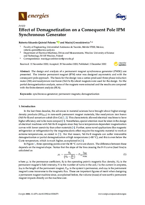 (PDF) Effect of Demagnetization on a Consequent Pole IPM Synchronous ...
