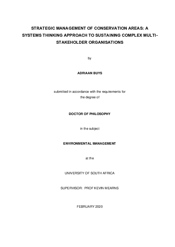 (PDF) Strategic management of conservation areas: a systems thinking ...