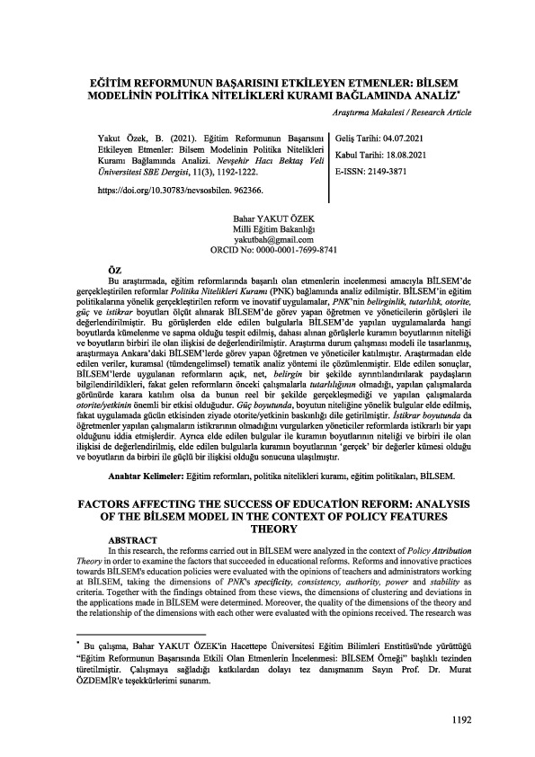 (PDF) FACTORS AFFECTING THE SUCCESS OF EDUCATION REFORM: ANALYSIS OF ...