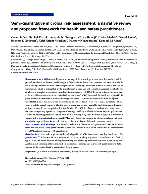 (PDF) Semi-quantitative microbial risk assessment: a narrative review ...