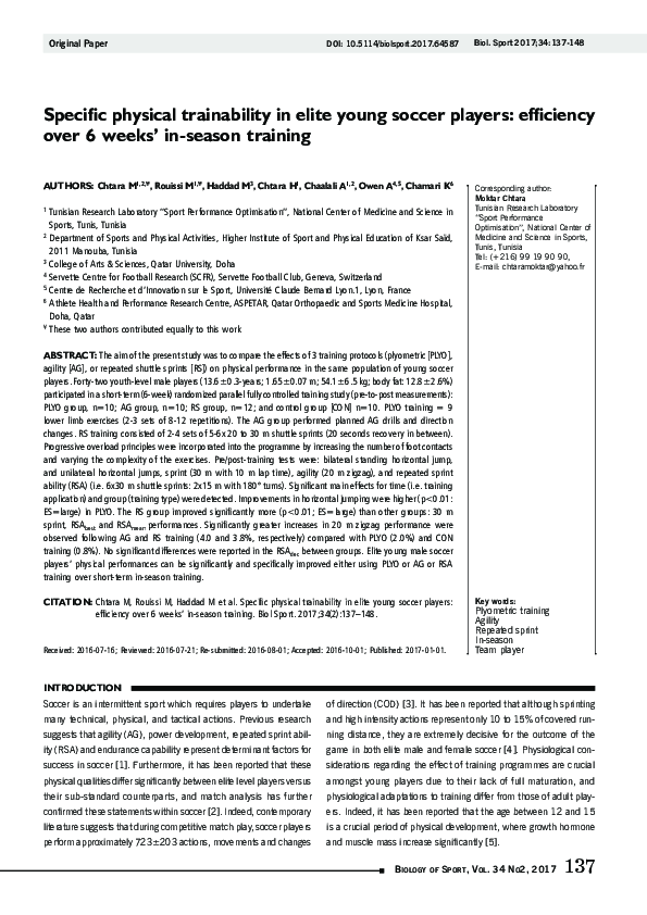 (PDF) Specific physical trainability in elite young soccer players ...