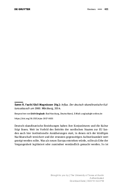 (PDF) Søren R. Fauth/Gísli Magnússon (Hg.): Influx. Der deutsch ...