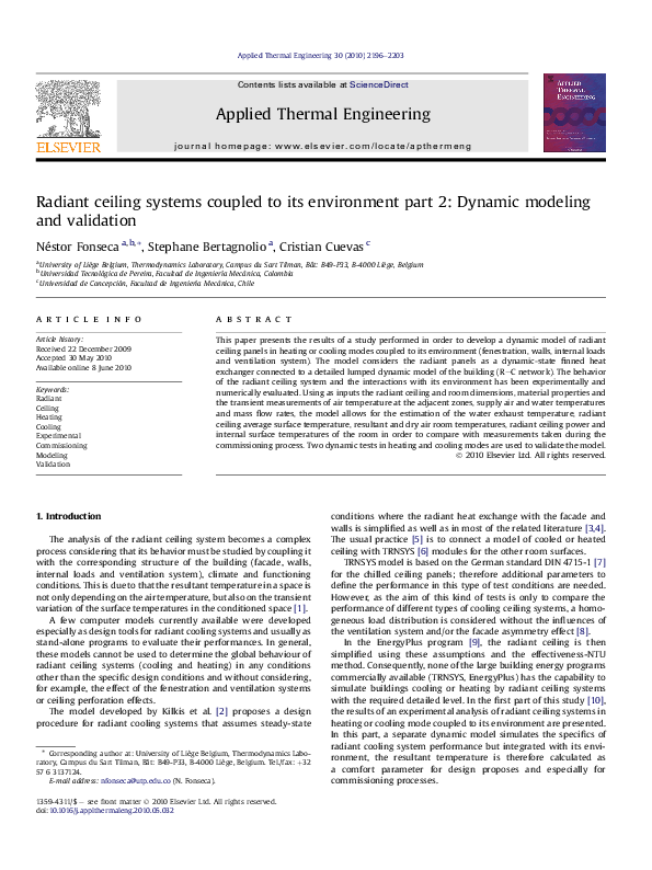 (PDF) Radiant ceiling systems coupled to its environment part 2 ...