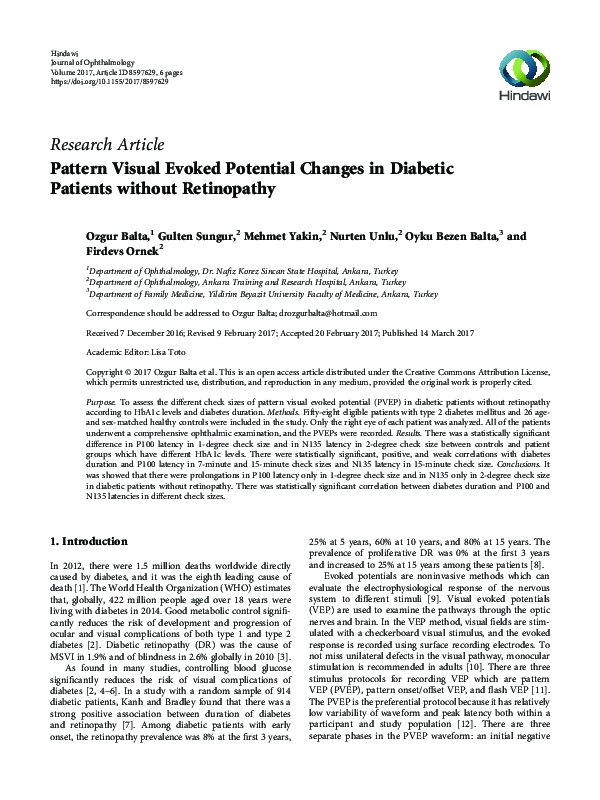 (PDF) Pattern Visual Evoked Potential Changes in Diabetic Patients ...
