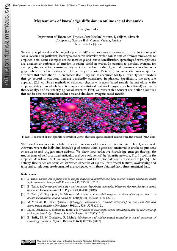 (PDF) Mechanisms of knowledge diffusion in online social dynamics