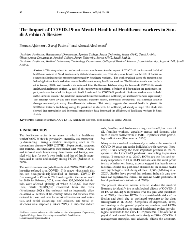 (PDF) The Impact of COVID-19 on Mental Health of Healthcare workers in ...