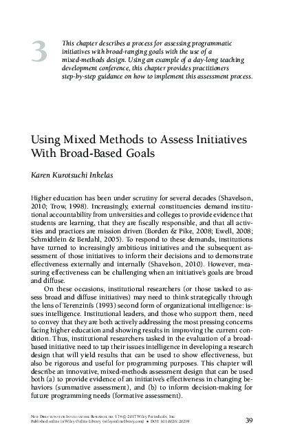 (PDF) Using Mixed Methods to Assess Initiatives With Broad‐Based Goals