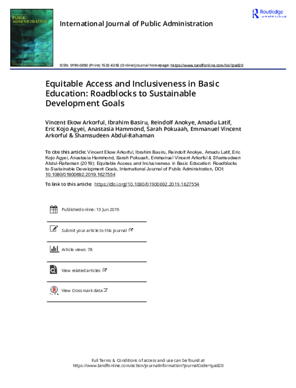 (PDF) Equitable Access and Inclusiveness in Basic Education: Roadblocks ...