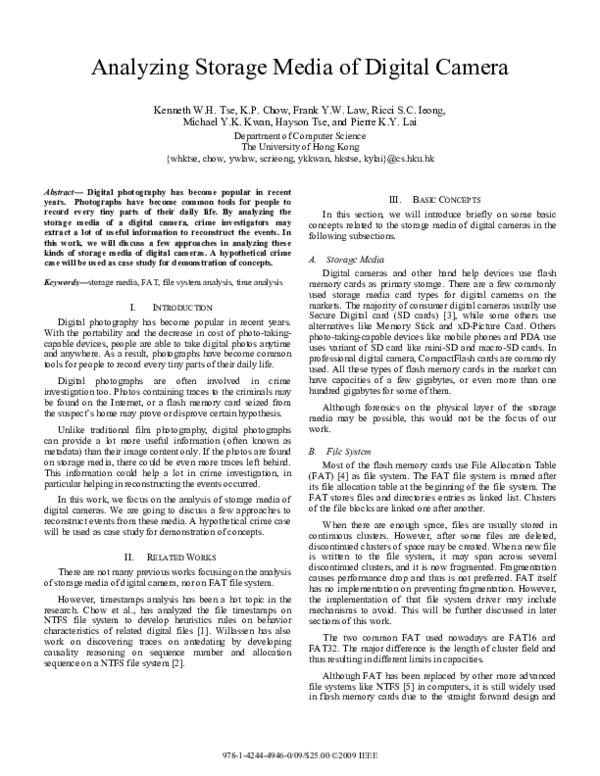 (PDF) Analyzing Storage Media of Digital Camera