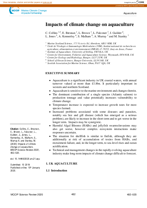 (PDF) Impacts of climate change on aquaculture