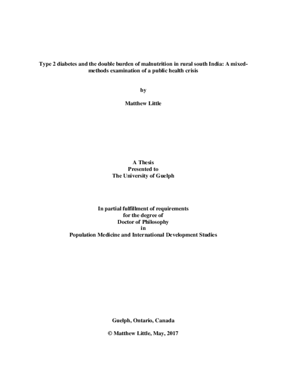 (PDF) Type 2 diabetes and the double burden of malnutrition in rural ...