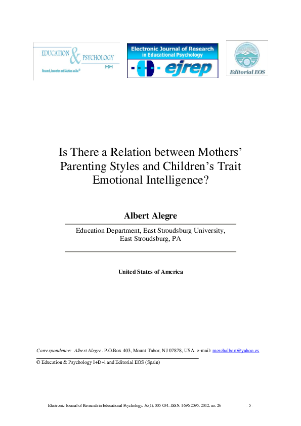 (PDF) Is There a Relation between Mothers' Parenting Styles and ...