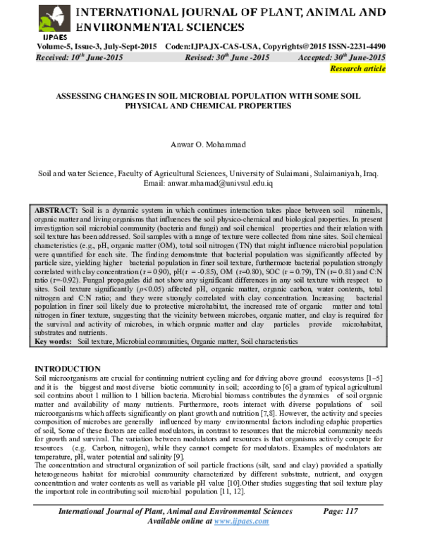 (PDF) Assessing Changes in Soil Microbial Population with Some Soil ...