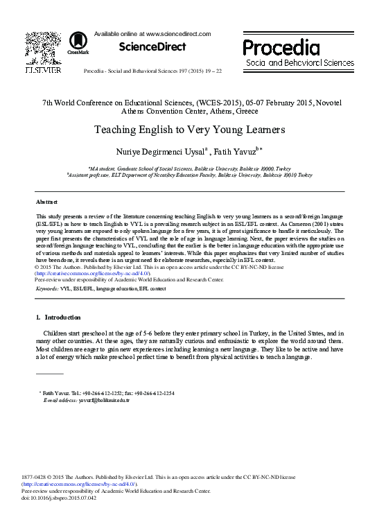 (PDF) Teaching English to Very Young Learners