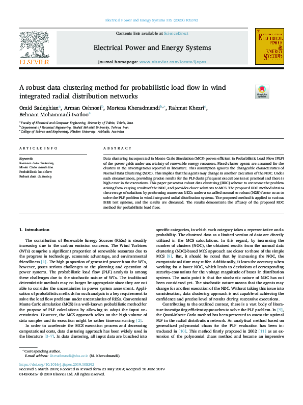 (PDF) A robust data clustering method for probabilistic load flow in ...