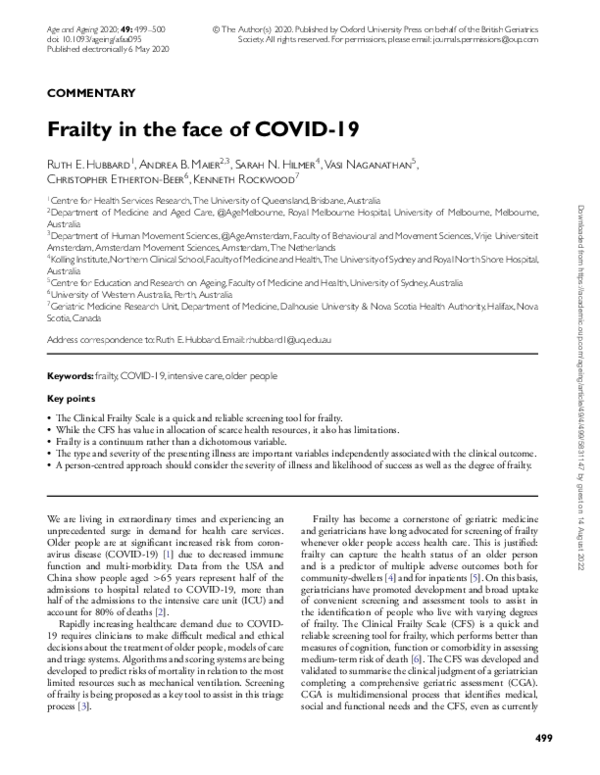 (PDF) Frailty in the face of COVID-19