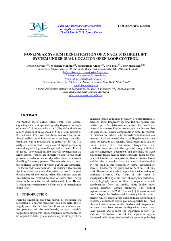 (PDF) Nonlinear System Identification of a Naca 0015 High Lift System ...