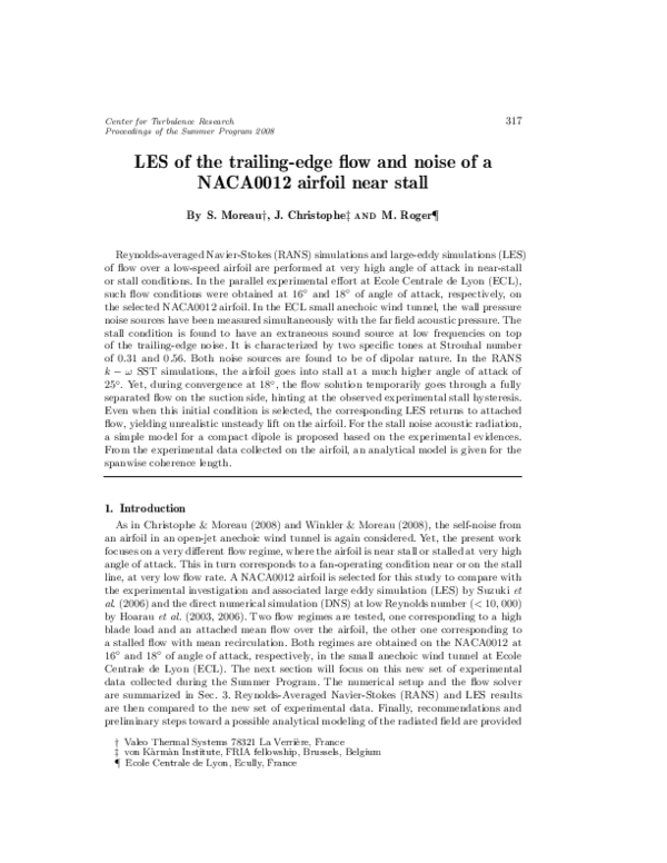 (PDF) LES of the trailing-edge flow and noise of a NACA0012 airfoil ...