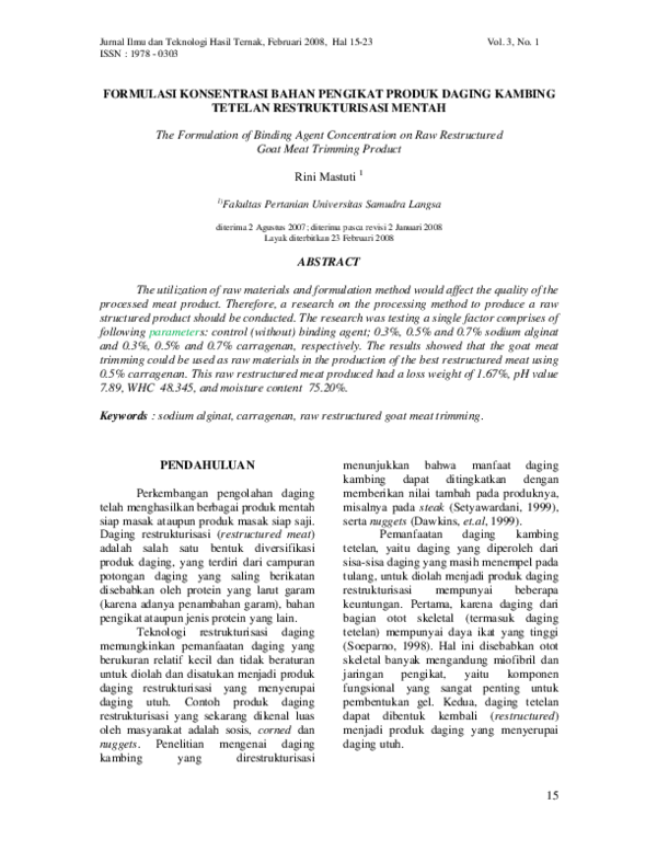 (PDF) The Formulation of Binding Agent Concentration on Raw