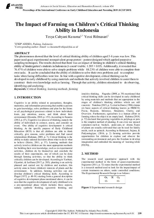 (PDF) The Impact of Farming on Children’s Critical Thinking Ability in ...