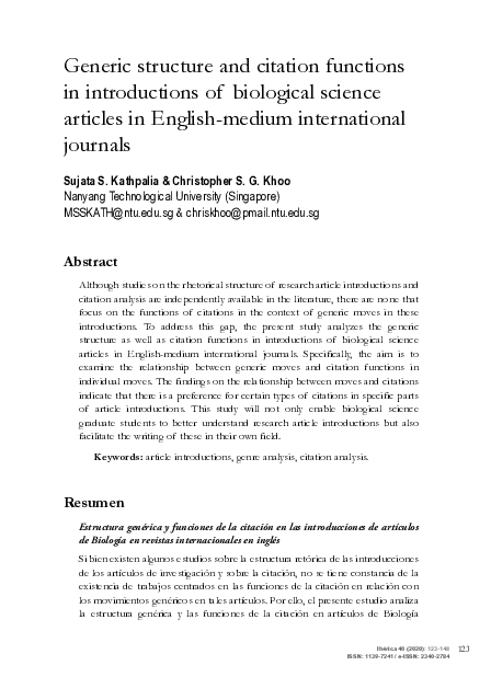 (PDF) Generic structure and citation functions in introductions of ...
