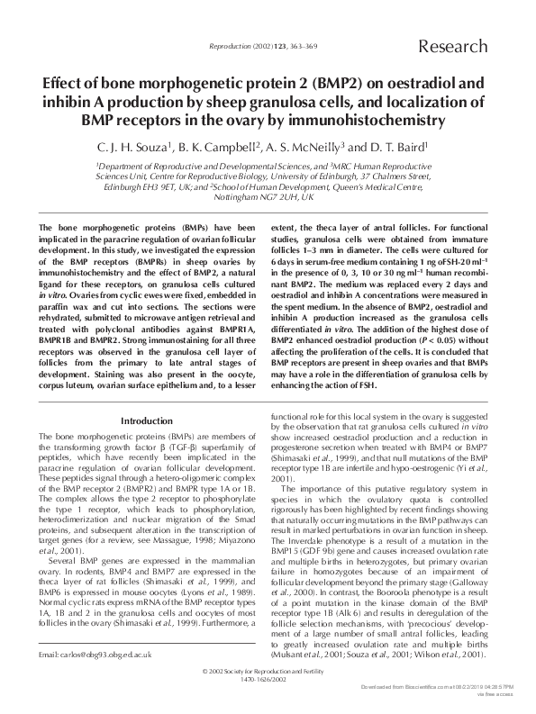(PDF) Effect of bone morphogenetic protein 2 (BMP2) on oestradiol and ...