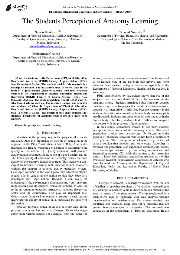 (PDF) The Students Perception of Anatomy Learning