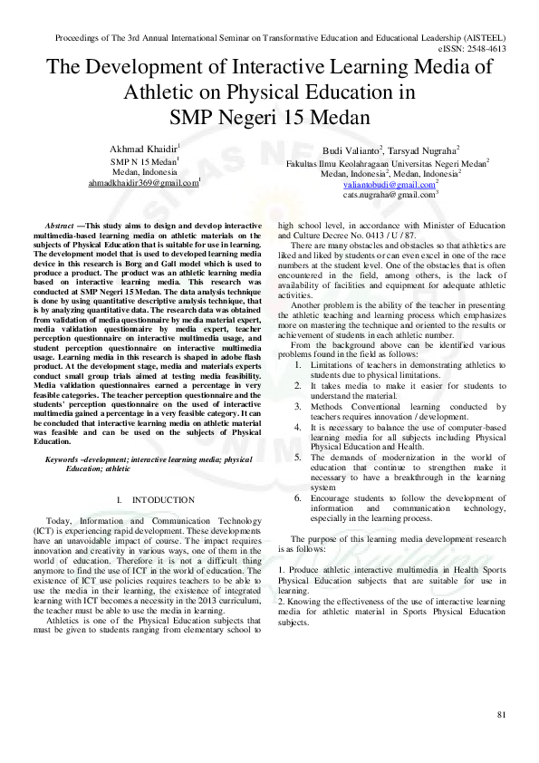 (PDF) The Development of Interactive Learning Media ofAthletic on ...