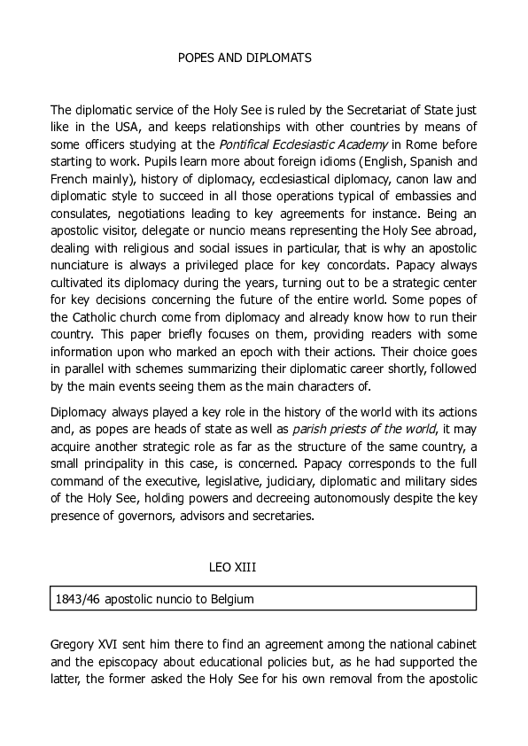 Pdf Popes And Diplomats