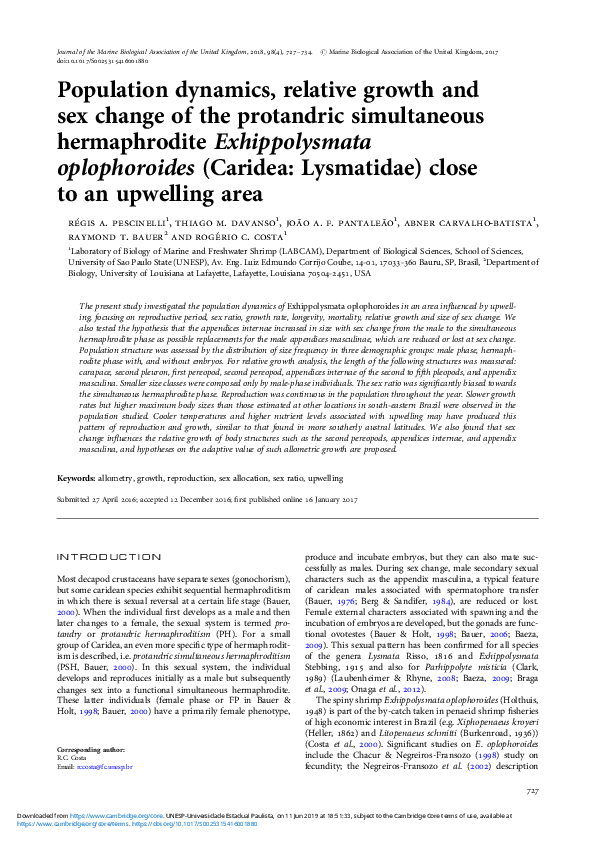 (PDF) Population dynamics, relative growth and sex change of the ...