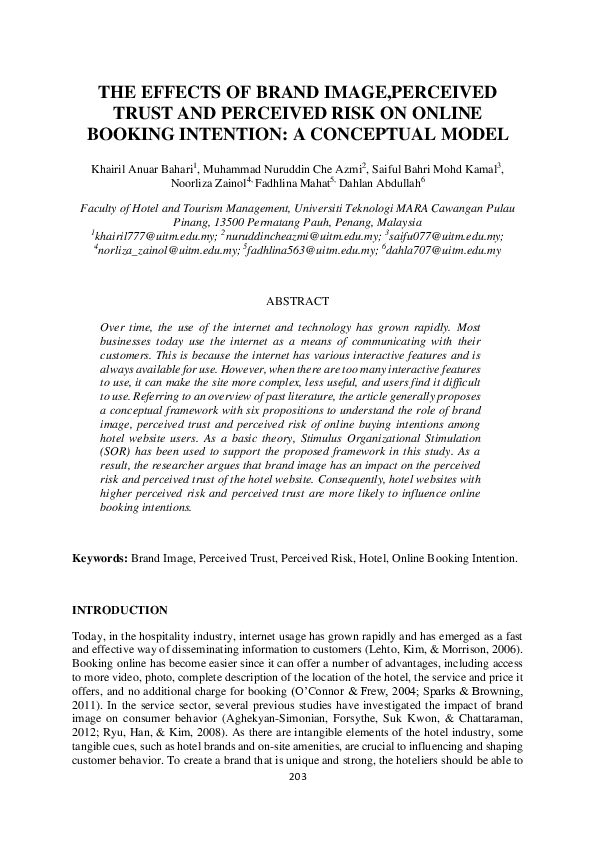 (PDF) The effects of brand image, perceived trust and perceived risk on ...