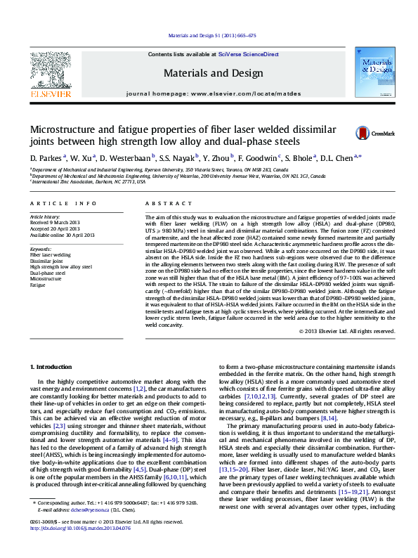 (PDF) Microstructure and fatigue properties of fiber laser welded ...