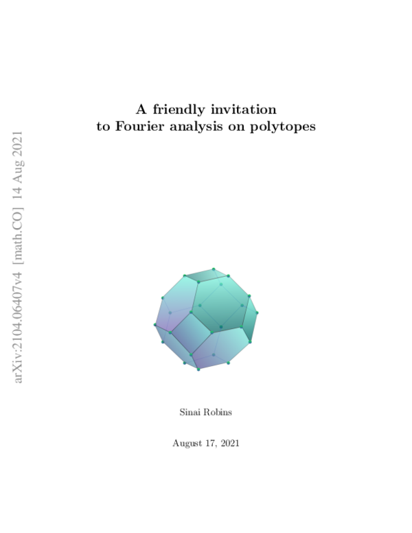 PDF) A friendly introduction to Fourier analysis on polytopes