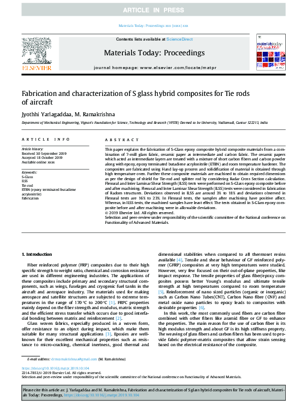 (PDF) Fabrication and characterization of S glass hybrid composites for