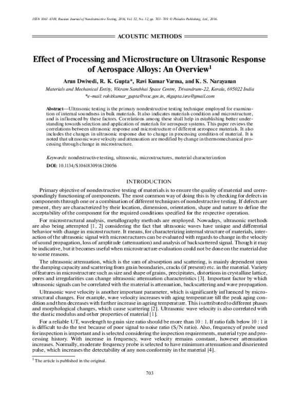 (PDF) Effect of processing and microstructure on ultrasonic response of ...
