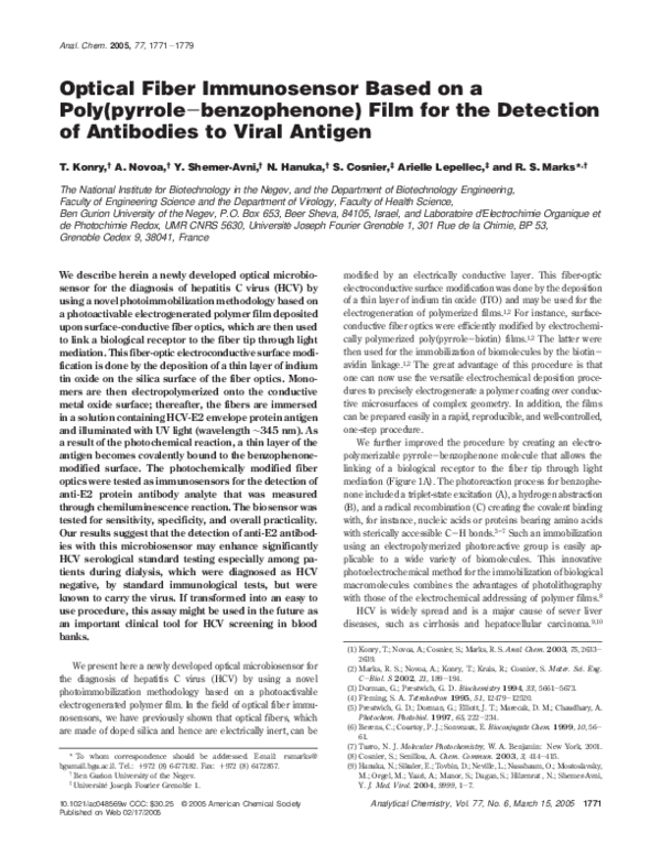 (PDF) Optical Fiber Immunosensor Based on a Poly(pyrrole−benzophenone ...