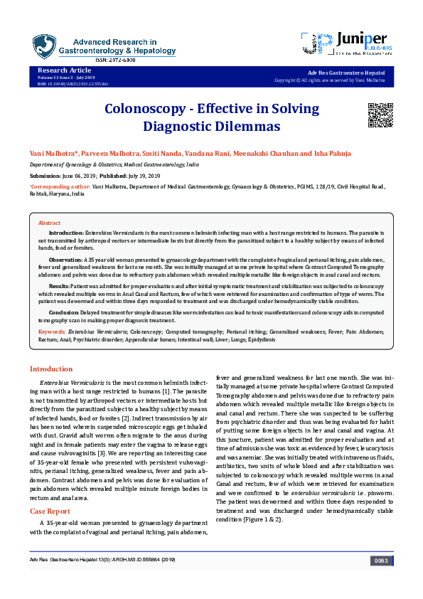 (PDF) Colonoscopy - Effective in Solving Diagnostic Dilemmas